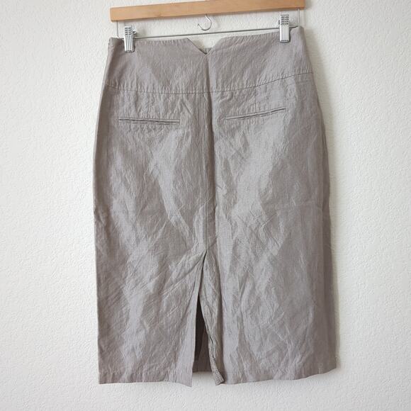 Yuvita Linens Women's Button Front Pencil Skirt Size 6 Lagenlook Artsy Neutrals - Picture 2 of 6